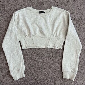 Honeybum Light Gray Corset Bustier Crop Sweatshirt Womens S